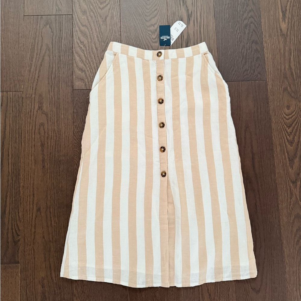 Hollister Linen Fully Lined Skirt Stripe XS NWOT
